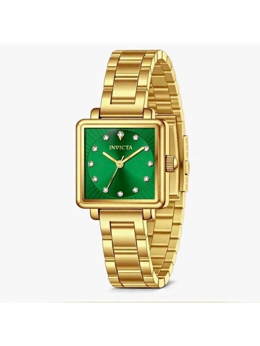 Invicta Wildflower Women’s Quartz Analog Green Dial Square Gold Bracelet Watch